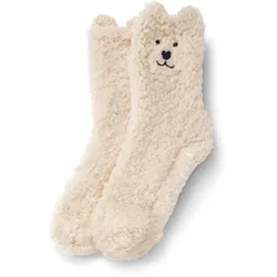 Tchibo - Teddy-Kuschelsocken - Gr. 39-42 - weiß