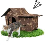 Katzenhaus Outdoor Winterfest Isoliert | wasserdichte KatzenhöHle FüR DraußEn Mit Weicher Matte | Faltbares & Warmes Katzenhaus FüR Katzen Und Kleine Hunde, Wetterfestes Katzenzelt FüR Winter (L)