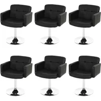 Mendler 6er-Set Esszimmerstuhl Orlando, K√ochenstuhl Drehstuhl Stuhl, Kunstleder Chrom