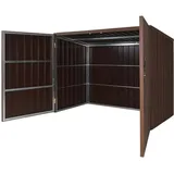 Wpc-fahrradgarage Hhg 054, Geräteschuppen Fahrradbox, Metall Holzoptik Abschließbar 2 Räder 172x213x112cm Braun