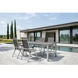 KETTLER Cubic/ Basic Plus Padded Garten-Essgruppe, silber/anthrazit, Alu/Textilene, Tisch 160 x 90 cm, 4 Klappstühle