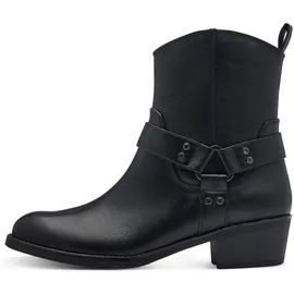 Marco Tozzi Damen Stiefeletten mit Absatz mit Blockabsatz Cowboy, Schwarz (Black), 38 EU - 38 EU
