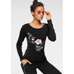 Longsleeve, Langarm, sehr figurbetonter Schnitt, mit Print, Gr. 36/38 (S), schwarz, Shirts, 43662414-36
