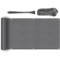 salcar Sekey Balkon Sichtschutz Balkonabdeckung HDPE 220 g/m2, 90x500cm, Leicht Transparent Wind- und UV-Schutz Wetterfest, mit Ösen, Nylon Kabelbinder und Kordel, Anthrazit