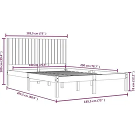 vidaXL Massivholzbett 180 x 200 cm Braun