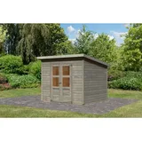 Karibu Eco Gartenhaus Merseburg 6 - 14 mm-242 x 244 cm- vorvergraut (naturgrau)