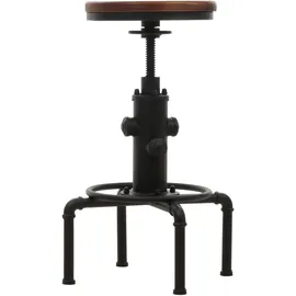 Mendler 2er-Set Barhocker HWC-N23 höhenverstellbar drehbar Industrial Holz  - Braun