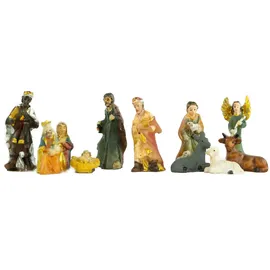 Dekoprojekt Scheuerer Weihnachtskrippe Krippenzubehör Krippenfiguren Set Krippe Holz Krippenstall inkl.10 tlg.Krippenfiguren