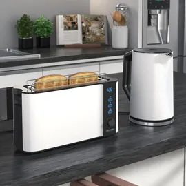 Arendo Frühstücks-Set Wasserkocher 1,5 l Weiß