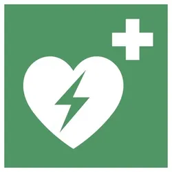 Aufkleber Automatisierter externer Defibrillator ISO 7010, Folie, 100x100 mm