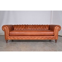 JVmoebel Chesterfield-Sofa, XXL Big Sofa Couch Chesterfield 240cm Polster Sofas 4 Sitzer Leder orange