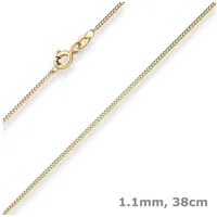 Schmuck Krone Goldkette 1,1mm Panzerkette aus 585 Gelbgold 38cm, Gold 585 goldfarben