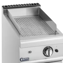 Royal Catering Gas-Grillplatte - 6 kW - geriffelt - 50 - 300 °C - Propangas / LPG / Erdgas - Unterschrank -