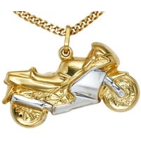 Schmuck Krone Kettenanhänger Anhänger Motorrad Bike, 333 Gold bicolor, Gold 333