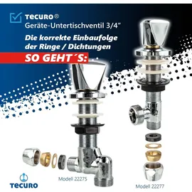 tecuro Geräte-Untertischventil 3/4 Zoll, Abgang seitlich, zum Absperren von Geräten