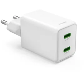 Hama Schnellladegerät GaN 2x USB-C PD 40 W Weiß