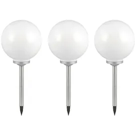ETC Shop 3er-Set LED Solar Außen Garten Leuchten Kugel Lampen Wiese Rasen Beleuchtung