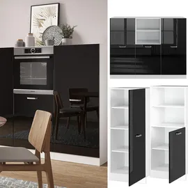 Vicco Küchenzeile R-Line 180 cm Schwarz Hochglanz/Weiß