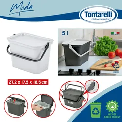 Tontarelli – Fashion Model Mülleimer mit Griff, 5 l, Weiß