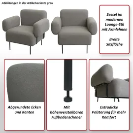 MCW Lounge-Sessel MCW-L83 Textil 88 x 78 x 76 cm Altrosa mit Fernbedienung