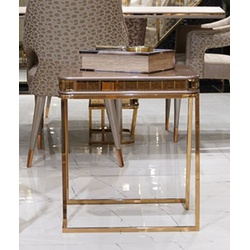 Casa Padrino Luxus Beistelltisch Grau / Gold - Quadratischer Wohnzimmer Beistelltisch - Wohnzimmer Möbel - Hotel Möbel - Luxus Möbel