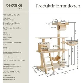 Tectake Marcel 105 x 60 x 141 cm beige