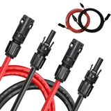 Slocable Solarkabel 6mm2 12m, 1500V IP68 PV Kabel H1Z2Z2-K rot/schwarz - Photovoltaik Kabel mit Solarstecker - Solarkabel für PV Solaranlage