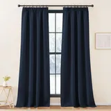 KGORGE Blaue Thermovorhang Kälteschutz Blickdicht Wohnzimmer 2-Set 240 x 140 cm(HxB) Thermo Vorhänge für Schienensystem Verdunklungsvorhänge mit Kräuselband, Dunkelblau