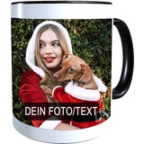 Tasse mit Foto/Text Bedrucken Lassen Fototasse Personalisieren (Schwarz)