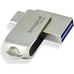 Integral USB 3.0 Drive 360-C 32GB sb (32 GB, USB A, USB C), USB Stick, Silber