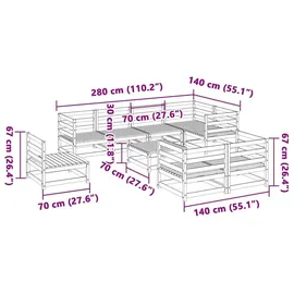 vidaXL Garten-Lounge-Set 9-tlg. Kiefernholz braun