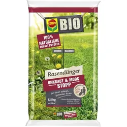 COMPO BIO Rasendünger Unkraut & Moos Stopp - 5.5kg für 110 m2, 28807