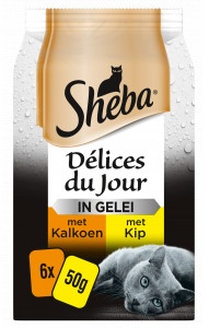 Sheba Délices du Jour met kip/kalkoen in gelei kattenvoer (6 x 50 g)  12 x 50 g