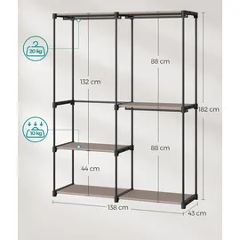 Songmics Garderobenständer offen 138 x 43 x 182 cm Braun