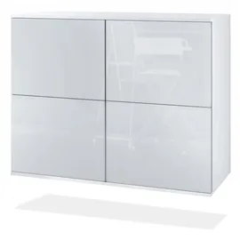Vladon Rova V3 92,5 x 73,5 x 35 cm Weiß matt / Weiß Hochglanz