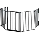 Wiltec XL Kaminschutzgitter 310 cm, Kinderschutzgitter mit Tür und Wandhalterung, Absperrgitter 5 Elemente aus Stahl, Türschutzgitter, Treppengitter