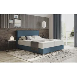 Boxbett INOSIGN "Stratus 2", blau (velvet 11 ocean), B:187cm L:211cm, 100% Polyester, Komplettbetten, Boxspringbett, inkl. Bettkasten und Matratze