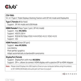 Club 3D USB Gen1 Typ-C Triple Display DP Alt Mode PD Dockingstation 120W