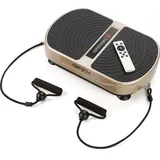 Gymtek® Vibrationsplatte Vibrotrainer - bis 150 kg - 5 Ausbildungsprogramme, 16 Stufen - 2 Expanderbänder - Bluetooth, Fernbedienung, LCD - XP300 - Gold