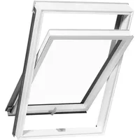 Dachfenster Kunststoff, Schwingfenster, Comfort Premium, 55x78 cm, Innen Weiß, außen Verkehrsgrau RAL 7043, nach Maß