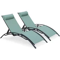 Sweeek 2er Set Sonnenliegen aus Aluminium und Textilene Anthrazit