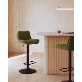 Kave Home 2er-Set Kave Home Barhocker Zenda Stoff Grün Dunkelgrün