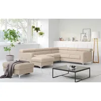 Cotta Wohnlandschaft »Sammy U-Form«, mit Kopfteilverstellung, optional mit Bettfunktion und Bettkasten, beige