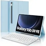 SENGBIRCH Tastatur Hülle für Samsung Galaxy Tab S9 FE 10.9" 2023 - QWERTZ Deutsche Abnehmbare Bluetooth Wireless Tastatur für Galaxy Tab S9 11" 2023, Hellblau
