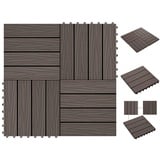 vidaXL Terrassenfliesen 11Stk Tief Geprägt WPC 30x30cm 1qm Dunkelbraun