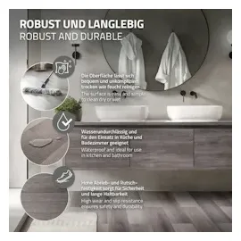 ML-Design PVC Bodenbelag Selbstklebende 91,5x15,3cm 32 Tlg Kiefer Grau