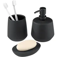 Navaris Badezimmer Set Schwarz - Hochwertige Keramik Badaccessoires -