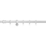 ONDECO Gardinenstange Holz 28mm 1-lauf Komplettgarnitur Vorhangstange weiss, 200 cm