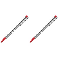 Lamy logo Kugelschreiber 205 aus rostfreiem Edelstahl in der Farbe matt rot mit integrierter Clip-Drücker-Einheit, inkl. Großraummine M 16 Strichbreite M in rot (Packung mit 2)