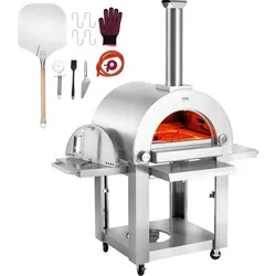 VEVOR 22" Outdoor-Pizzaofen, tragbarer Pellet-/Gasofen mit Rollen für Camping